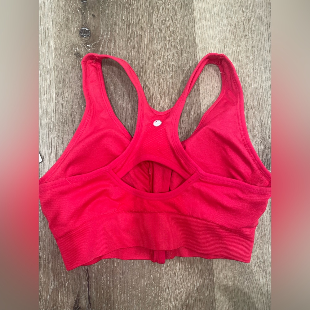 NWT Women's Pink Zip-Front Yogalicious Lux Seamless Katie Sports Bra - Picture 4 of 6